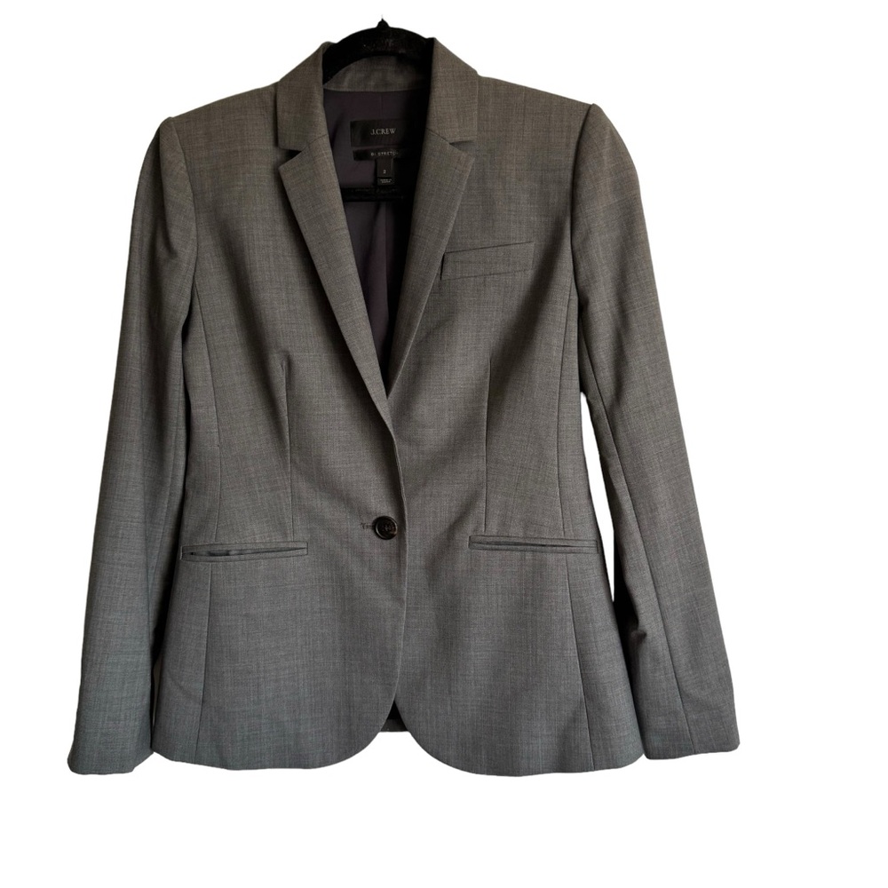J CREW Campbell blazer gray wool Tollegno 1900 made in Italy Bi-Stretch Size 2 - Picture 2 of 12